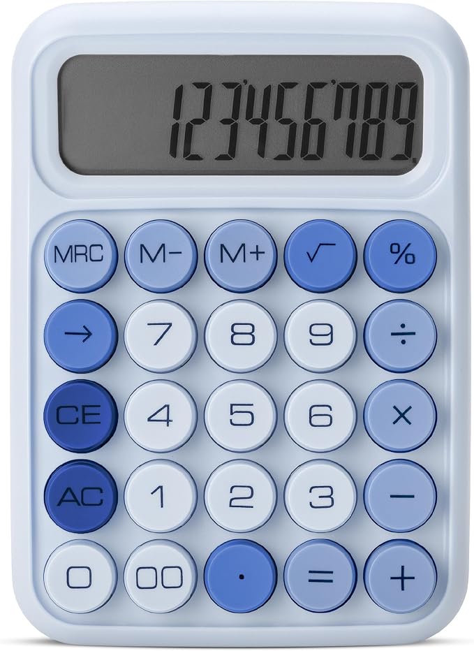 Mr. Pen- Mechanical Switch Calculator, 12 Digit Large LCD Display, Sky Blue - Image 7