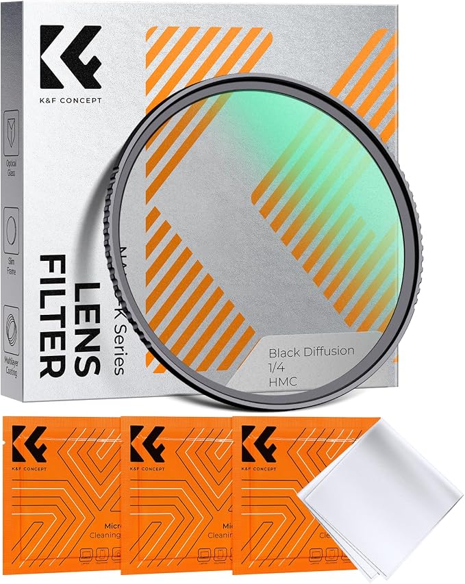 K&F CONCEPT 67mm Black Diffusion 1/4 Filter Mist Cinematic Effect Filter by KFCONCEPT