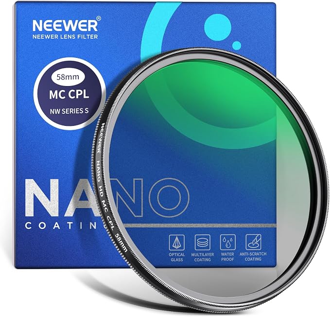 NEEWER 58mm Polarizer Filter, 24 Layer Multi Resistant Nano Coated MC CPL by Neewer