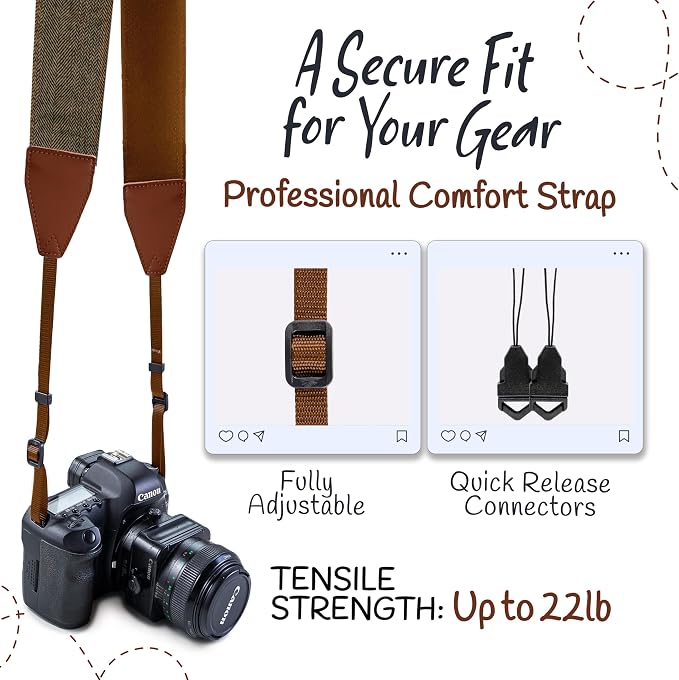 Art Tribute Camera Strap, Vintage Embroidered Neck Shoulder & Crossbody Camera - Image 4