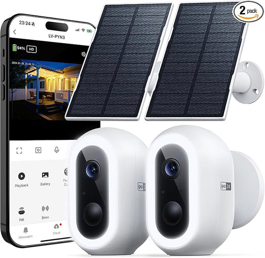 Laview 2K Solar Security Cameras Wireless Outdoor, Rechargeable Battery Wifi by LaView