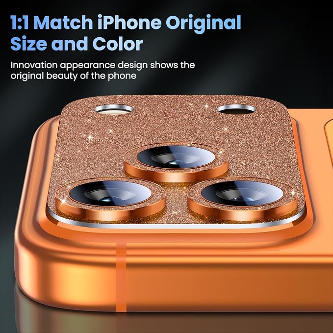 Uyiton for iPhone 17-Pro-Max Camera-Lens Protector: Bling Metal Tempered Glass - Image 5