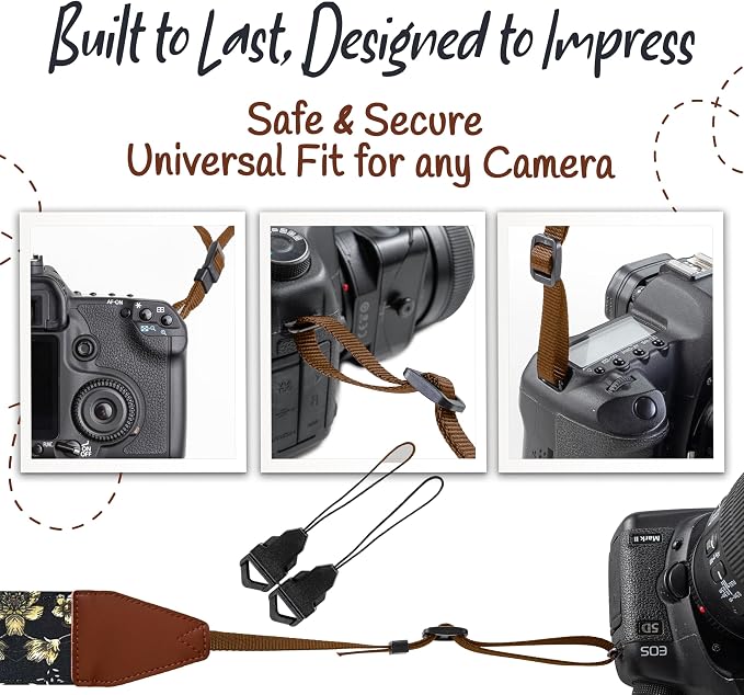 Art Tribute Camera Strap, Vintage Embroidered Neck Shoulder & Crossbody Camera - Image 7