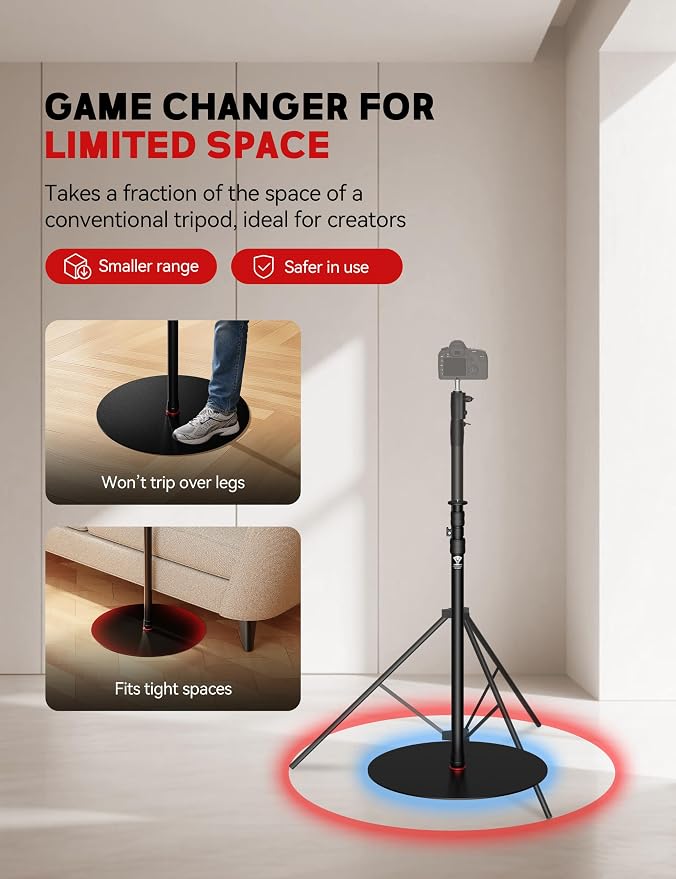 iFootage A500 Heavy Duty Round Base Light Stand, Space-Saving Tripod Alternative - Image 3