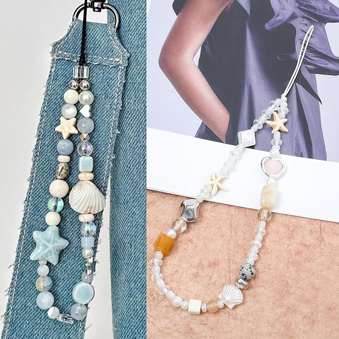 2 Pcs Phone Charm Strap Universal Hand Phone Wrist Strap Camera Lanyard Pearl - Image 9