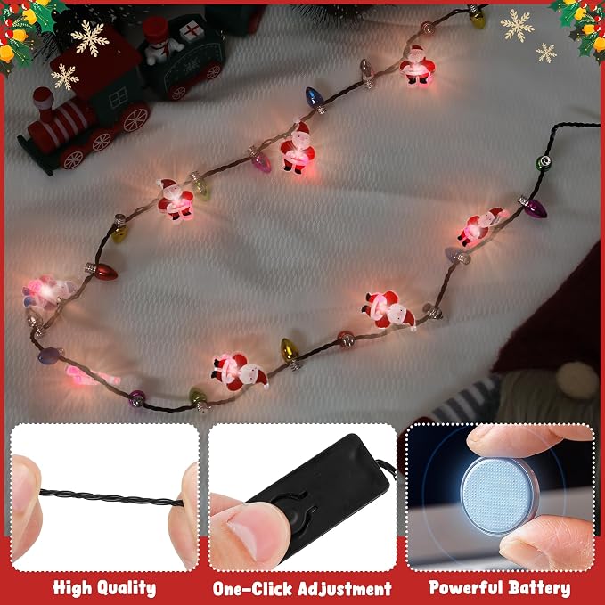 1PCS Light up Christmas Necklace, 3 Modes Multicolor Christmas Accessories - Image 3