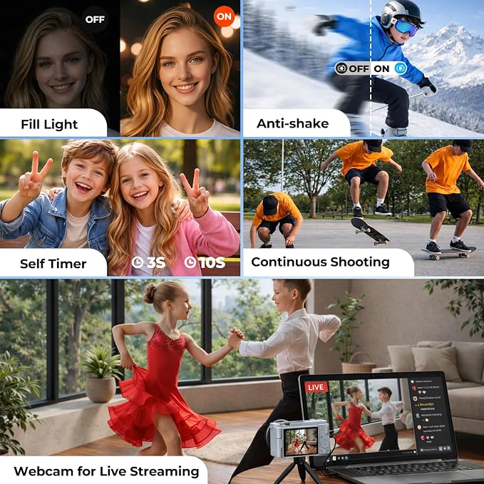 5K Digital Camera for Photography, 72MP Autofocus Point and Shoot Camera - Image 6