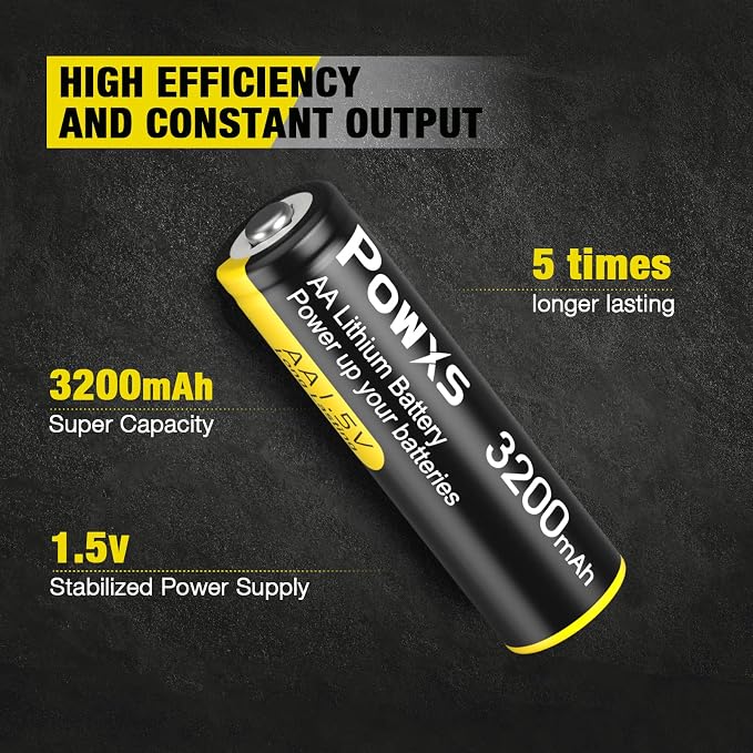 POWXS AA Lithium Batteries, 16 Pack 1.5V Lithium Iron Double A Batteries - Image 2