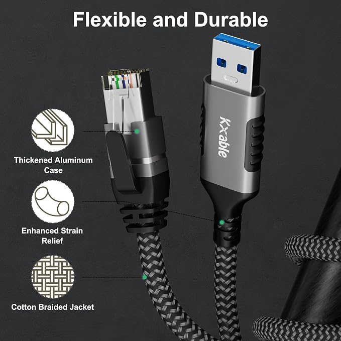 USB to Ethernet Cable 4 FT, 3.0 A Male to RJ45 Male Cord, Directly Connected - Image 4
