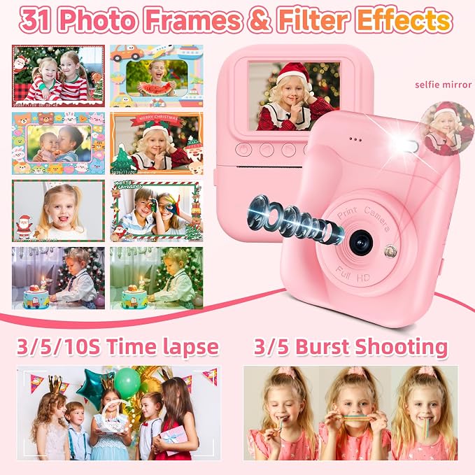 Kids Camera Instant Print, 1080P Digital Instant Print Cameras - Image 4