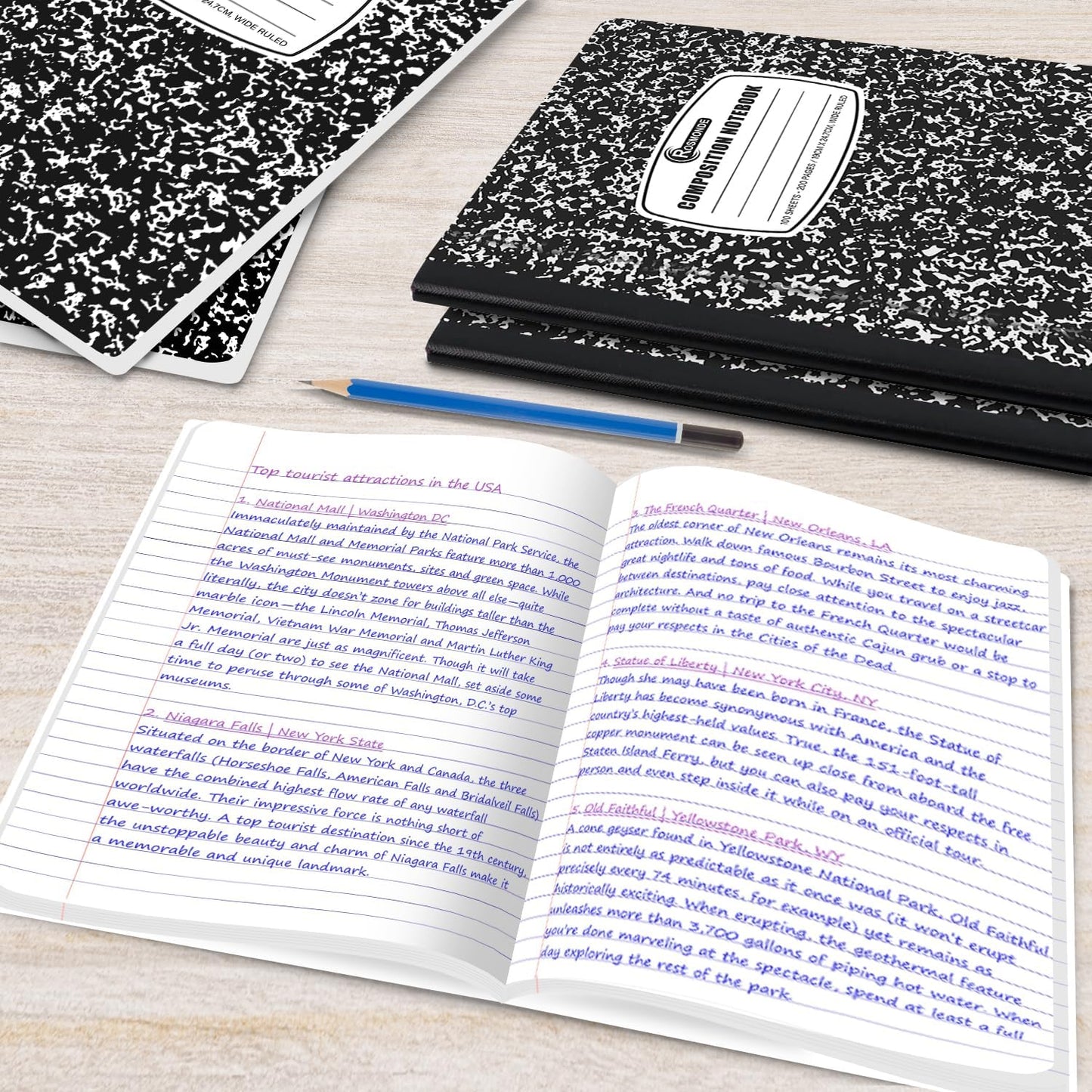 1000 Pack (Pallet) Composition Notebooks Bulk, Wide Ruled, Pallet of Notebooks, 200 Pages (100 Sheets), 9-3/4 x 7-1/2, Bulk Notebooks for School, Bulk Office Notebooks, 4-7 Days Transit