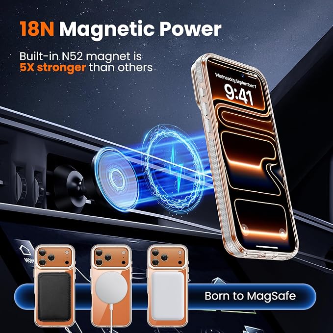 toushion 3 in 1 for iPhone 17 Pro Case Clear Bumper, Fits MagSafe, Shockproof - Image 4