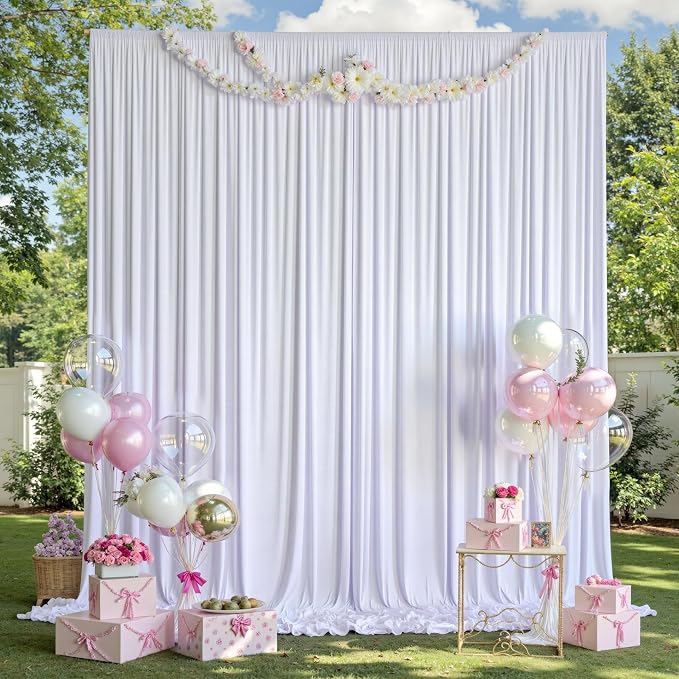 14ft x 10ft White Backdrop Curtains - Image 4