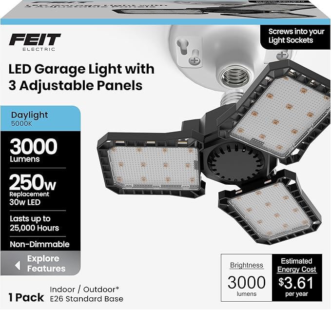 Feit Electric LED Garage Light, E26 Base, 000-Hour Lifetime by FeitElectricCompany