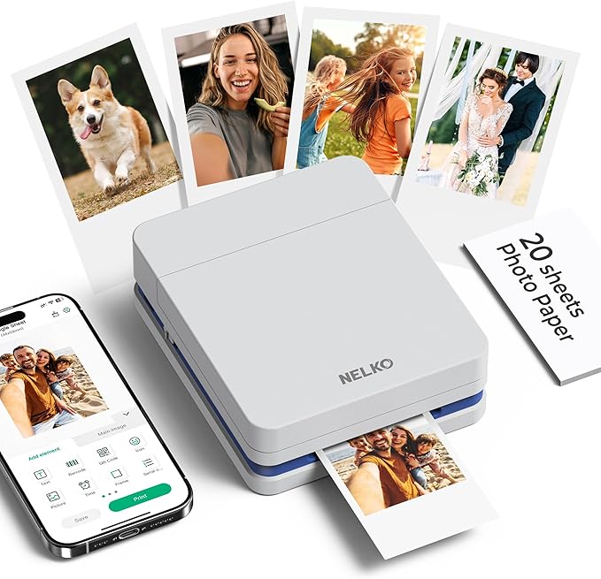 Nelko PP01 Instant Smartphone Photo Printer, Portable Mini Color Wireless by NELKO