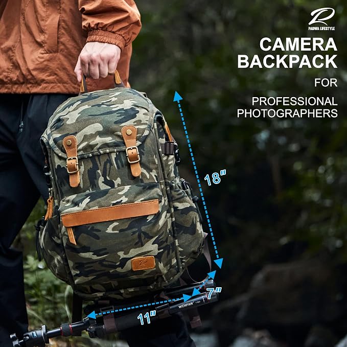 Padwa Lifestyle Camouflage Canvas Camera Backpack - Image 4