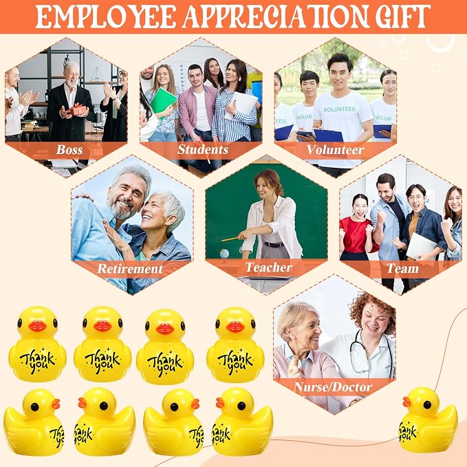 Skylety 100 Pcs Thank You Gifts Mini Resin Ducks Employee Appreciation Gifts - Image 4