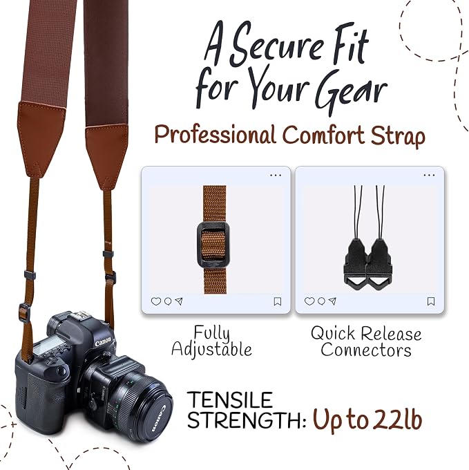 Art Tribute Camera Strap For Photographers Padded Universal Fit Neck Shoulder & - Image 4
