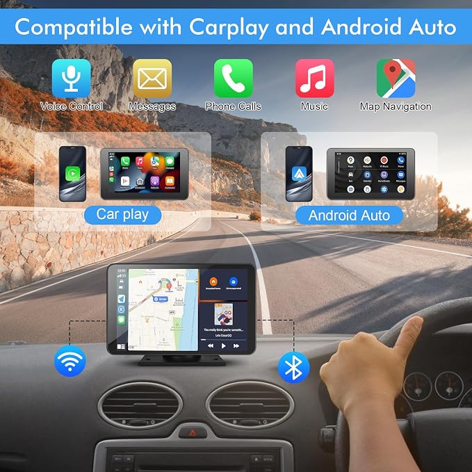 Capapro 7" HD Portable Carplay Wireless Touch Screen Double Din Car Stereo - Image 2