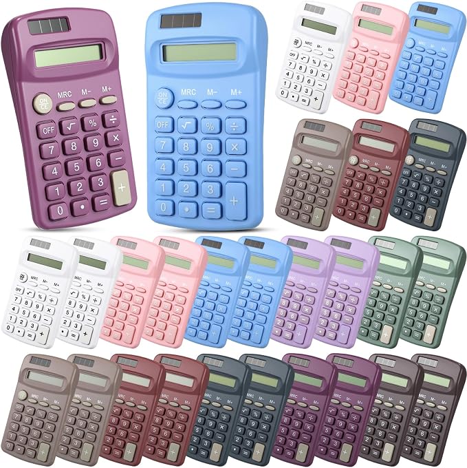 30 Pack Pocket Calculator Small Battery Powered Bulk Mini Size 4 Function Hand by Flutesan