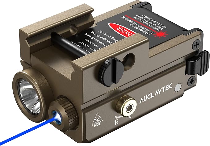 AUCLAYTEC Pistol Flashlight Blue Laser Combo 420 Lumens Pistol Light Recharge by AUCLAYTEC