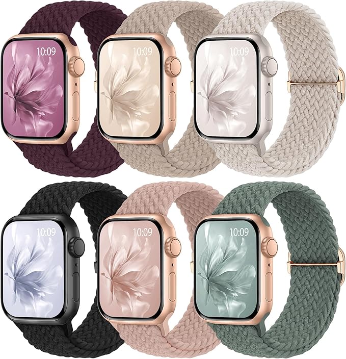 6 Pack Braided Stretchy Bands Compatible by KnossenWatchBand