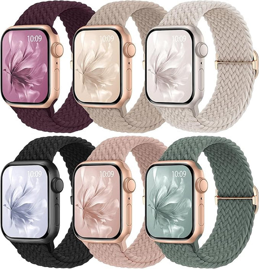 6 Pack Braided Stretchy Bands Compatible by KnossenWatchBand
