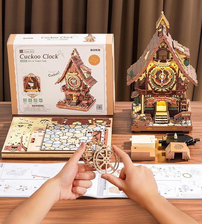 ROKR Cuckoo Clock Mechanical 3D Wooden Puzzle Kit - Image 8