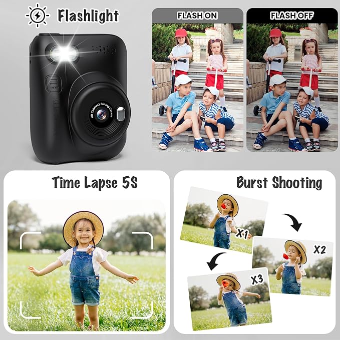 Instant Print Camera for Kids, 3.0" HD 1080P Digital Video Cameras - Image 4
