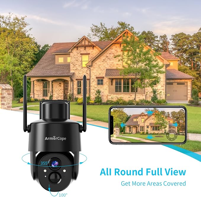 Armorcope 2Pack 2K HD Solar Security Cameras Wireless Outdoor, 360° PTZ View - Image 4