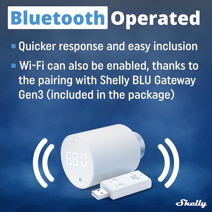 Shelly Blu TRV & Blu Gateway Gen3, Smart Thermostatic Radiator Valve, - Image 2