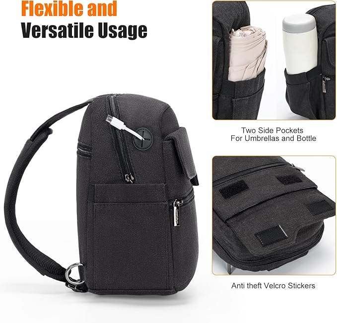 Cwatcun Camera Sling Bag Compact Small Camera Case, Waterproof Canvas Crossbody - Image 6