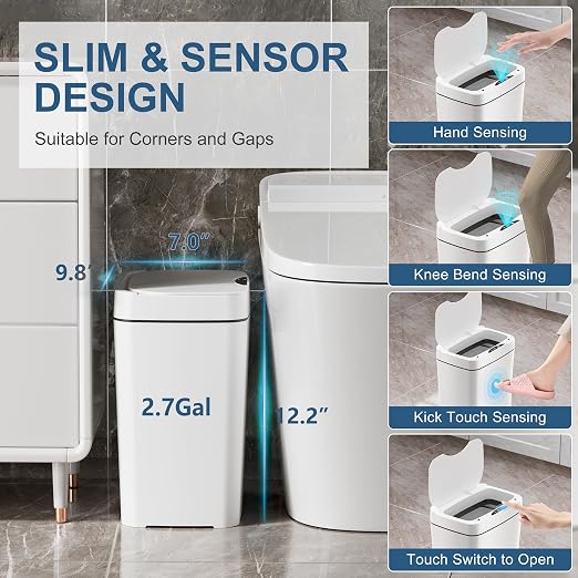 Vanpopubs 2 Pack 2.7 Gal Bathroom Trash Can - Image 4