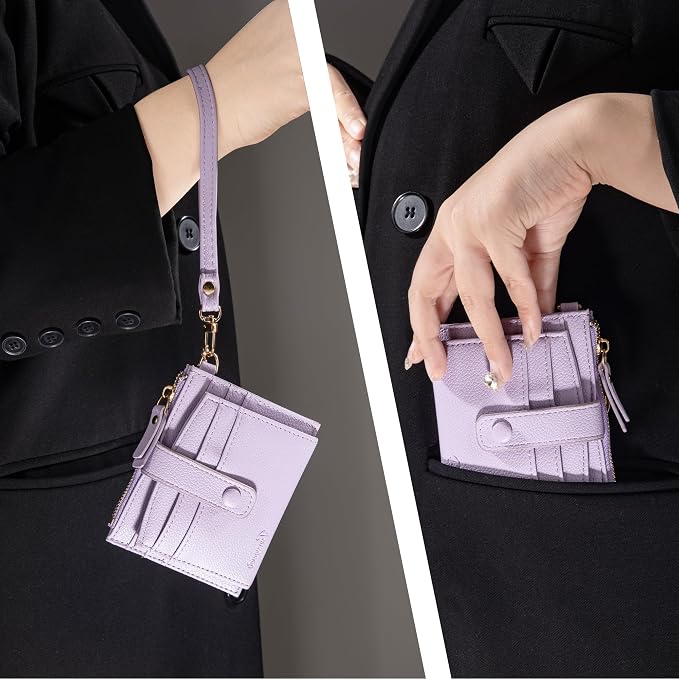 Keychain Wallet Wristlet Small Credit Card Holder Bracelet Key Chain Purse - Image 6