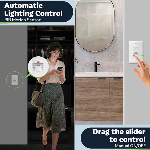 TOPGREENER Occupancy/Vacancy PIR Motion Sensor Light Switch, Learning Function - Image 7