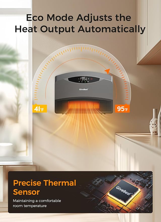 GiveBest Smart Wall Heater for Indoor Use, 1500W Electric Space Heater - Image 4