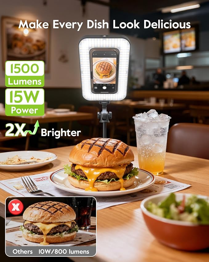 Magnetic Ring Light with Stand and Phone Clip, 6000mAh Phone Tripod with Light - Image 2