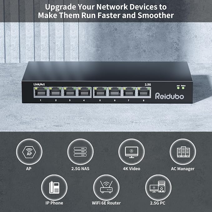 Ethernet Switch Unmanaged, 8 Port 2.5gb Switch, 60Gbps Switching Capacity - Image 2