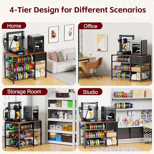 3D Printer Stand with Filament Storage Rack, 3D Printer Table with Power Outlet - Image 2