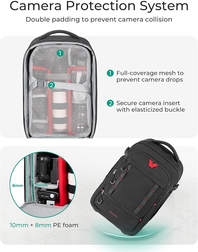 BAGSMART Rolling Camera Bag for DSLRs, Professional Large Camera Backpacks for - Image 4