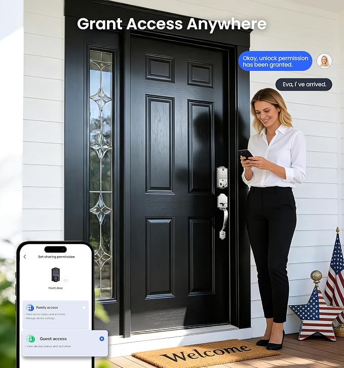 Veise VE017 Fingerprint Smart Door Lock, App Control, 8-in-1 Keyless Entry - Image 7