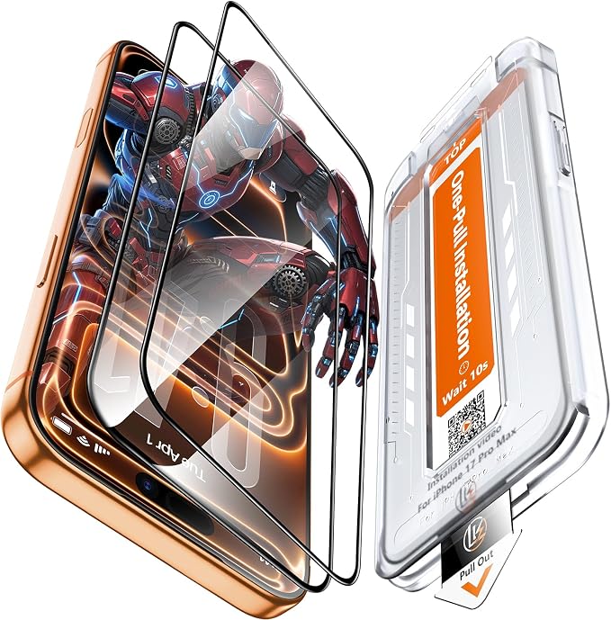LK 2 Pack for iPhone 17 Pro Max Screen Protector Tempered Glass, Military Grade by LK