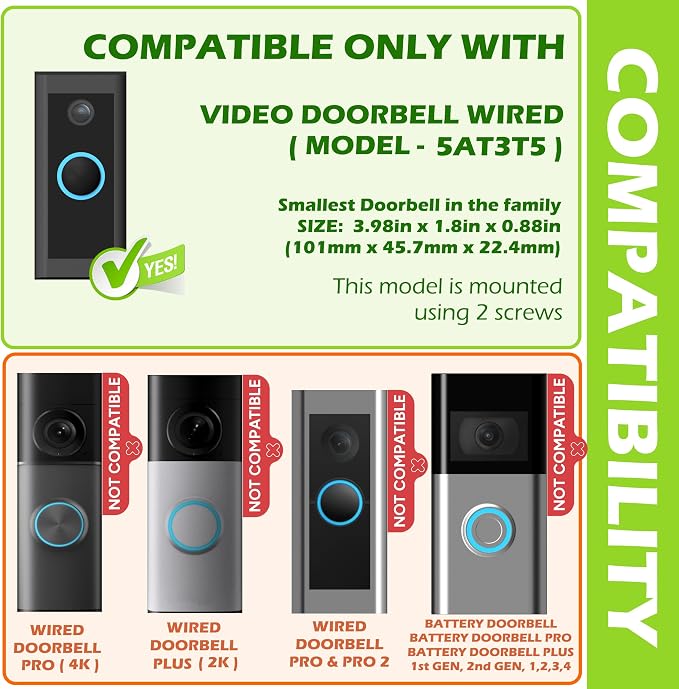 No Drill Rain Cover for Video Doorbell Wired Hood Anti-Glare Protection Weather - Image 2