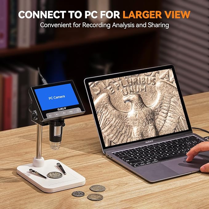 Elikliv Microscope, LCD Digital Coin Microscope 1000x, Coin Magnifier - Image 7