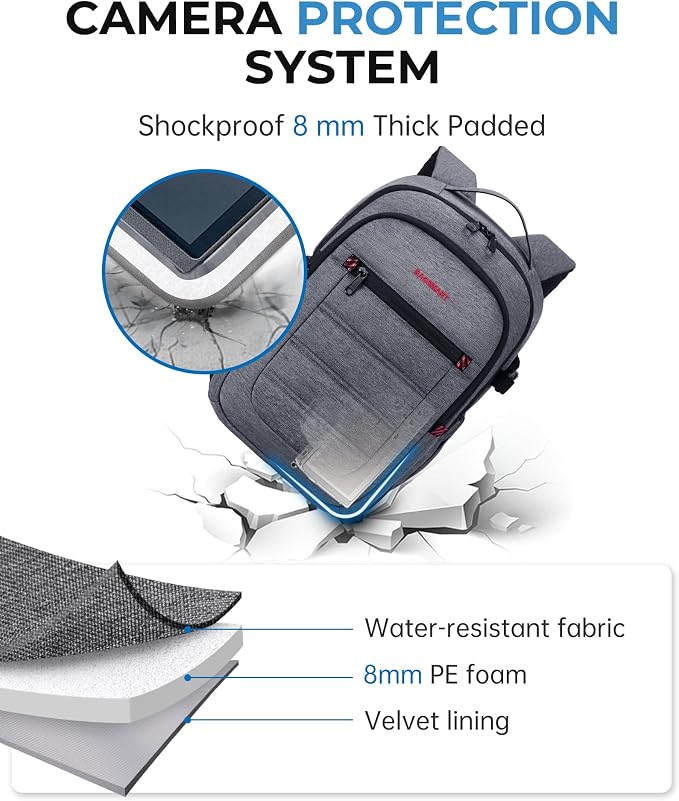 BAGSMART Camera Bag for DSLR, Waterproof Camera Backpacks for Photographers - Image 2