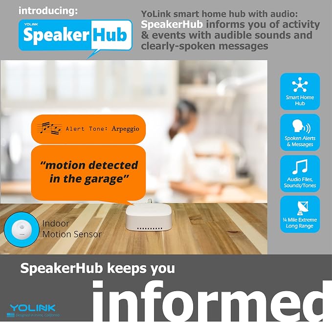 YoLink SpeakerHub & Two Motion Sensor Smart Home and Security Kit – Audio Hub - Image 8