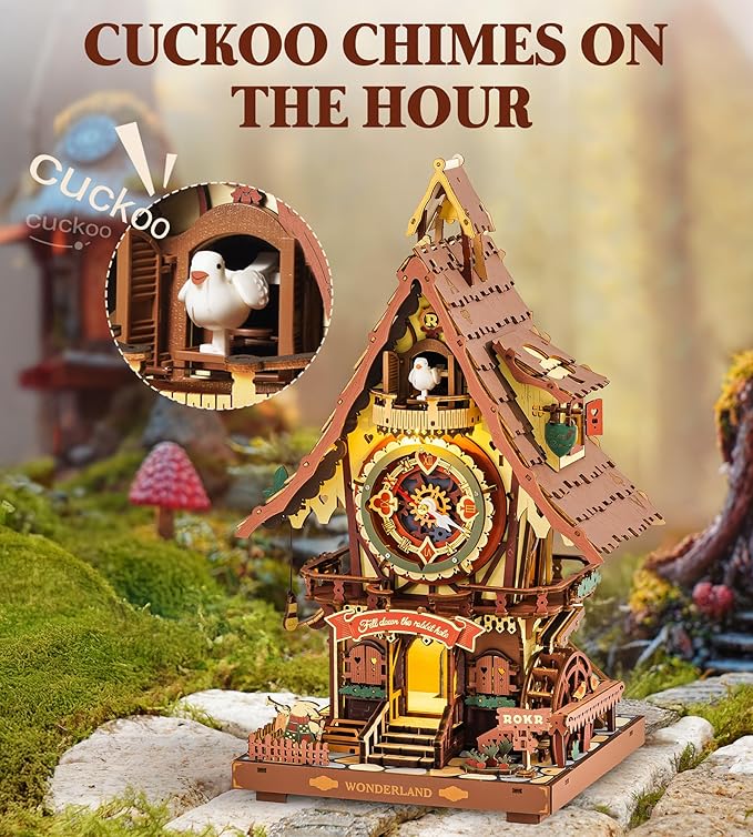 ROKR Cuckoo Clock Mechanical 3D Wooden Puzzle Kit - Image 2