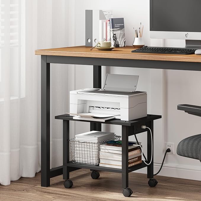 TUTOTAK 2 Tier Printer Stand, Rolling Printer Cart - Image 6