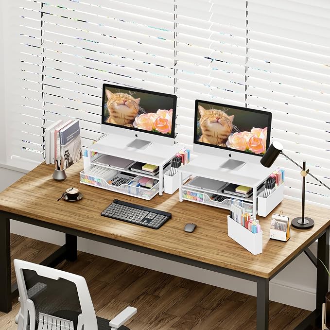 OPNICE Desk Organizers and Accessories, 2-Tier Computer Monitor Stand Riser - Image 2