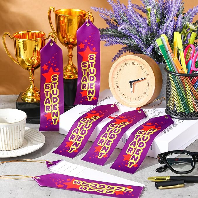 Wavwavw 100 Pcs Star Student Award Ribbons Bulk 8" x 2" Prizes Ribbons - Image 4